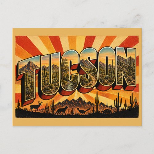 Tucson Arizona Sonoran Desert Mountain Art Postcard