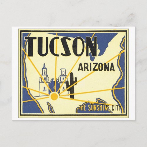 Tucson Arizona The Sunshine City Postcard