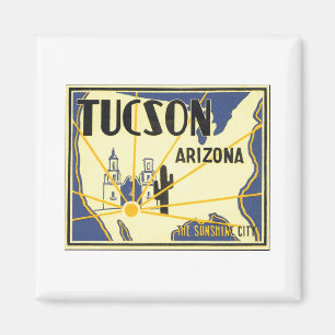 Tucson Arizona The Sunshine City Vintage Poster Magnet
