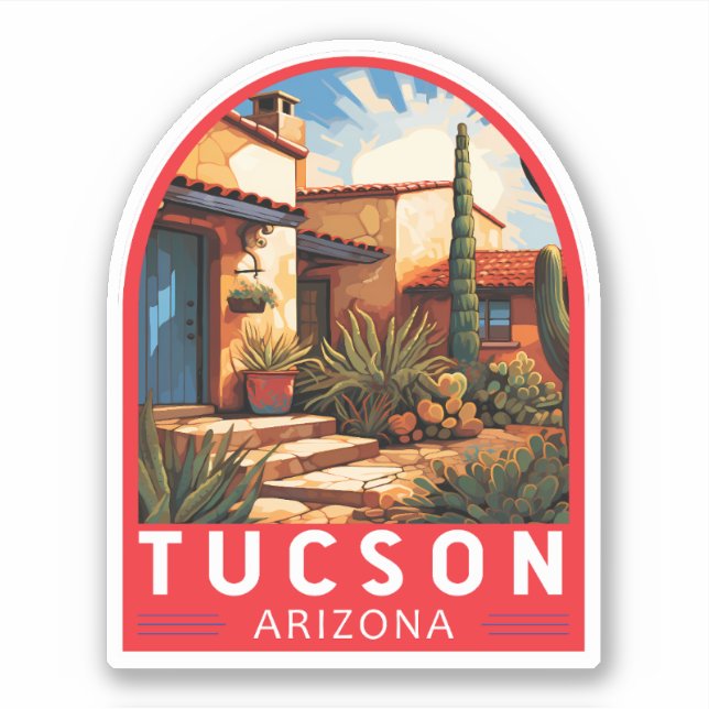 Tucson Arizona Travel Art Emblem Sticker (Front)