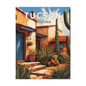 Tucson Arizona Travel Art Vintage Postcard