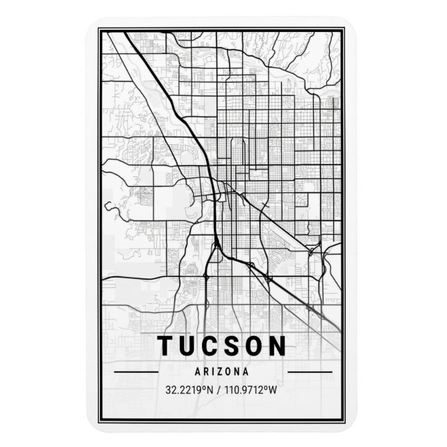 Tucson Arizona USA Travel City Map Magnet (Vertical)