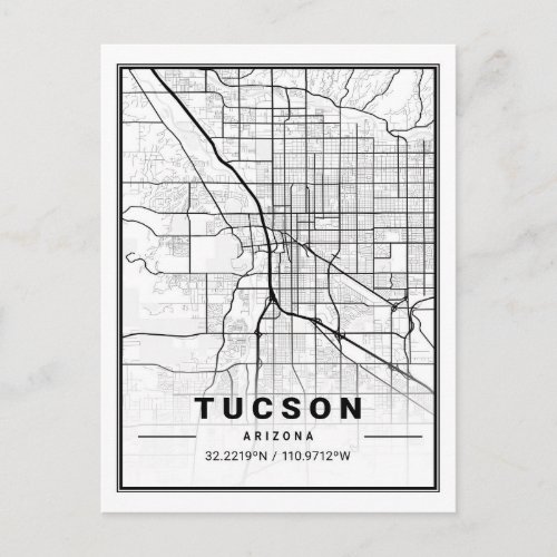 Tucson Arizona USA Travel City Map Postcard