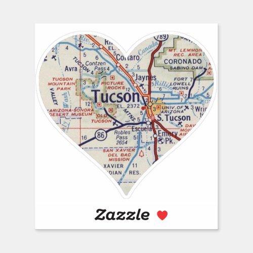 Tucson Arizona Vintage Map Sticker