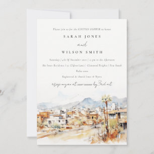 Tucson Arizona Watercolor Landscape Couples Shower Invitation