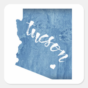 Tucson Arizona Wood Grain Square Sticker