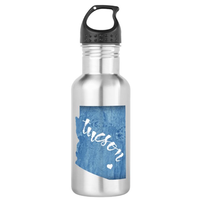 Tucson Arizona Wood Grain Stainless Steel Water Bottle (Front)