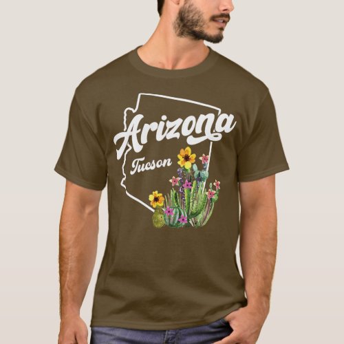 Tucson AZ Arizona Grand Canyon State Blooming Cact T_Shirt