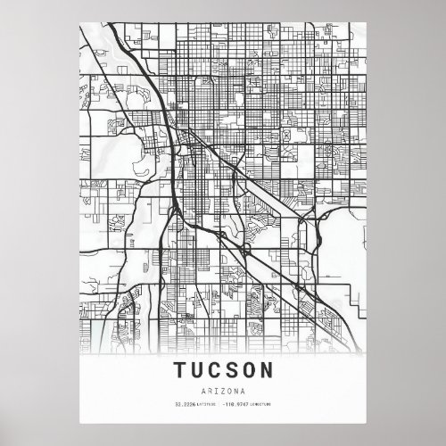 Tucson City Map Poster