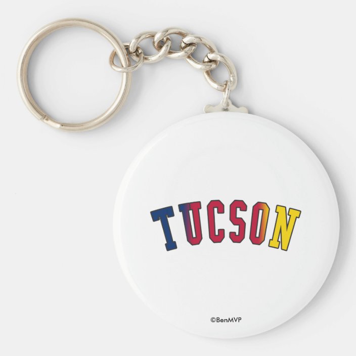 Tucson in Arizona State Flag Colors Keychain
