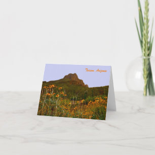 Tucson Mountains and Wildflowers at Sunset Thank You Card