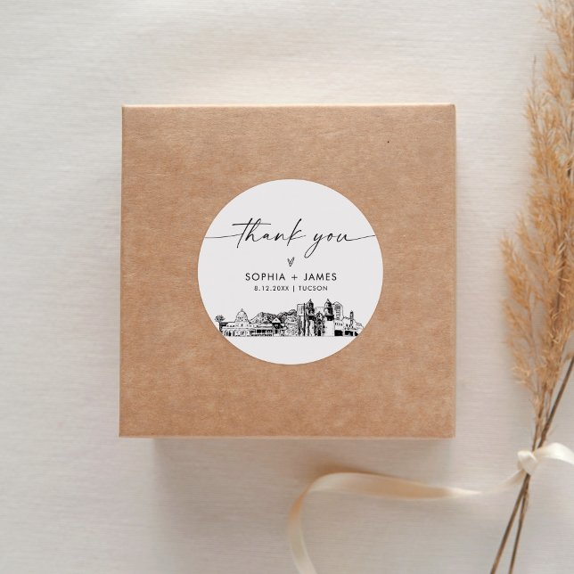 Tucson Thank You Favor 3" (sheet of 6) Classic Round Sticker (Creator Uploaded)