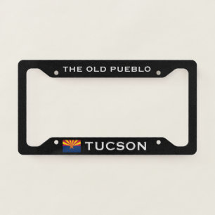 Tucson The Old Pueblo Arizona Flag Black License Plate Frame