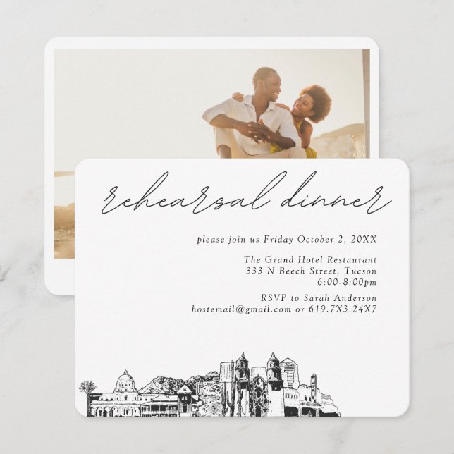 Tucson Wedding Elegant Rehearsal Dinner Enclosure Card (Front/Back)