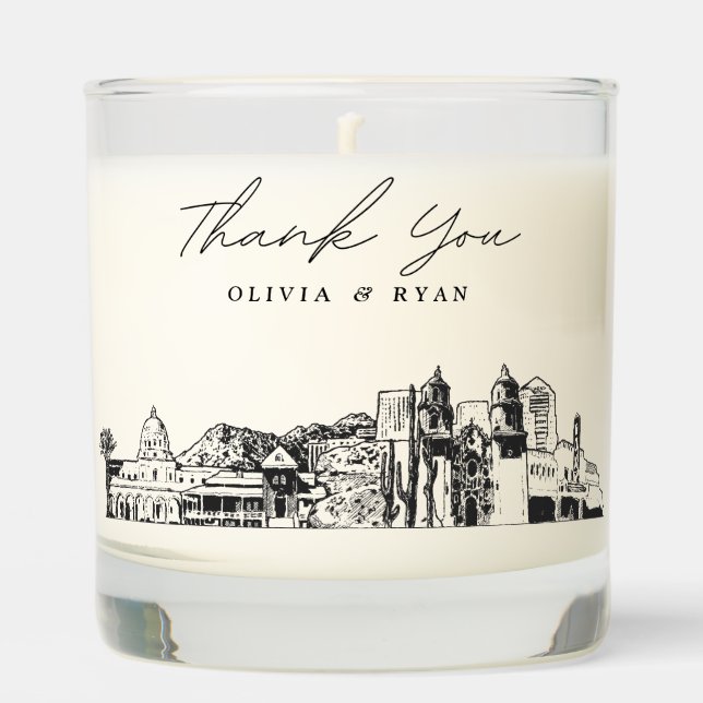 Tucson Wedding Thank You Gift Custom Candle (Front)
