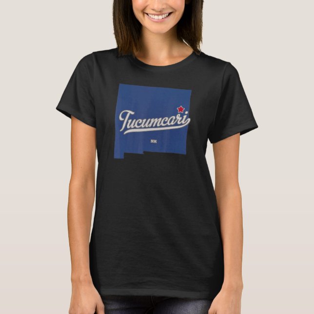 Tucumcari New Mexico NM Map T-Shirt (Front)