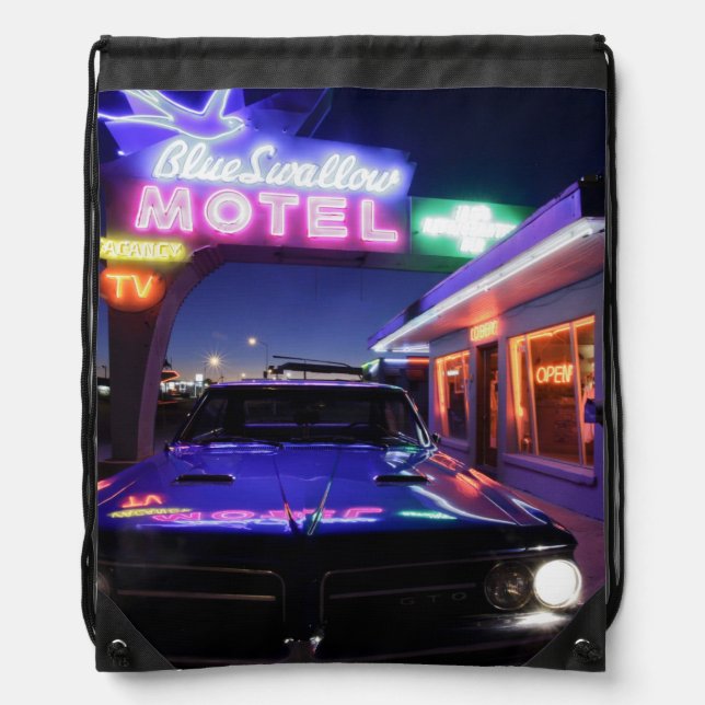 Tucumcari, New Mexico, United States. Route 66 Drawstring Bag (Front)