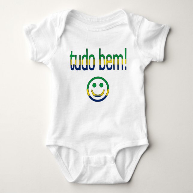 Tudo Bem! Brazil Flag Colors Baby Bodysuit (Front)