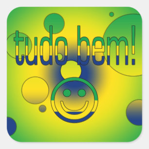 Tudo Bem! Brazil Flag Colors Pop Art Square Sticker