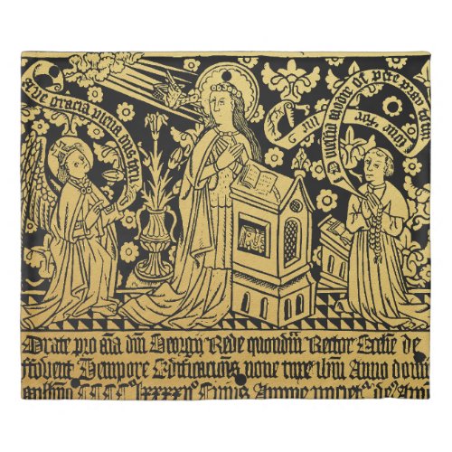Tudor Brass Rubbing Annunciation Mary Angel Duvet Cover