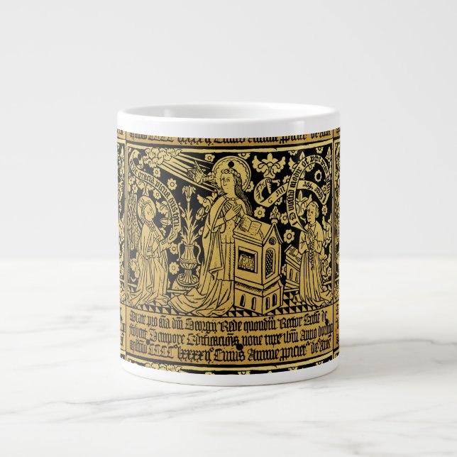 Tudor Brass Rubbing Annunciation Mary Angel Giant Coffee Mug (Front)