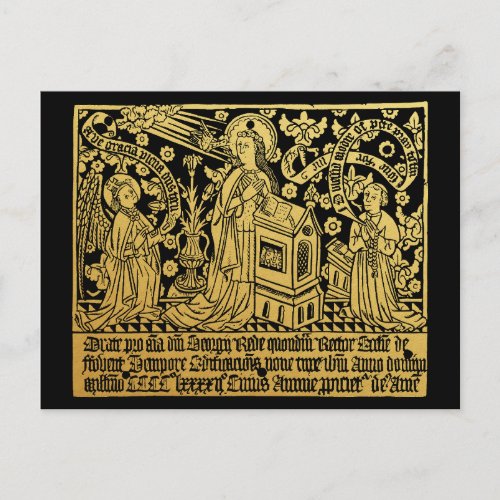 Tudor Brass Rubbing Annunciation Mary Angel Postcard