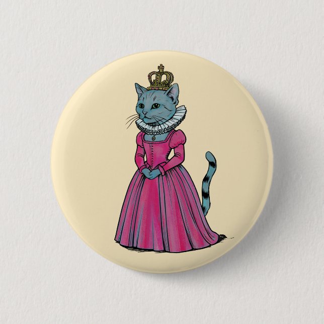 Tudor Cat Queen Mouser History buff Button (Front)