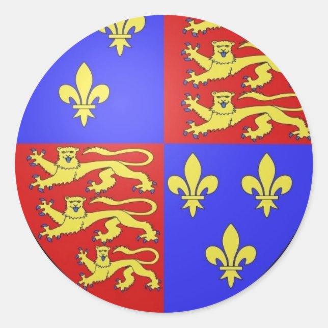 TUDOR COAT OF ARMS KING HENRY VIII. CLASSIC ROUND STICKER (Front)