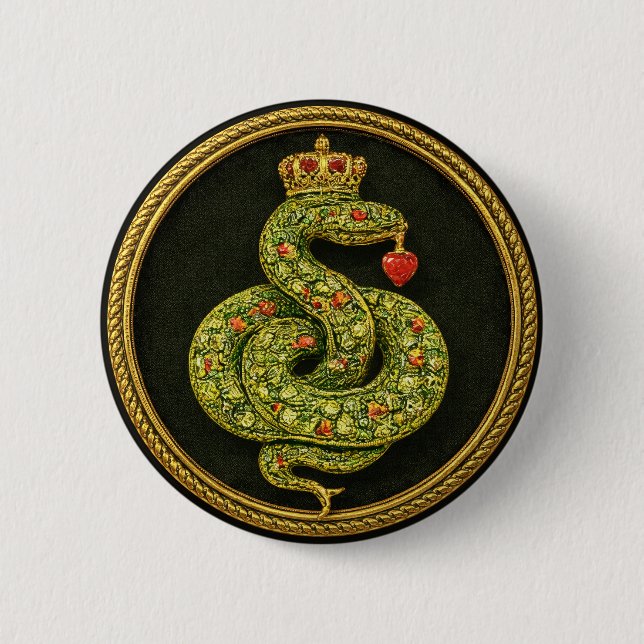 Tudor Elizabethan Serpent Design Bejewelled ruby Button (Front)