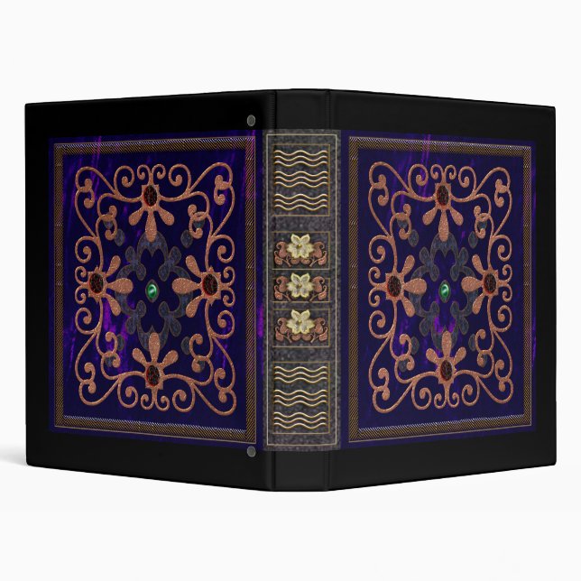 tudor era blue velvet 3 ring binder (Background)