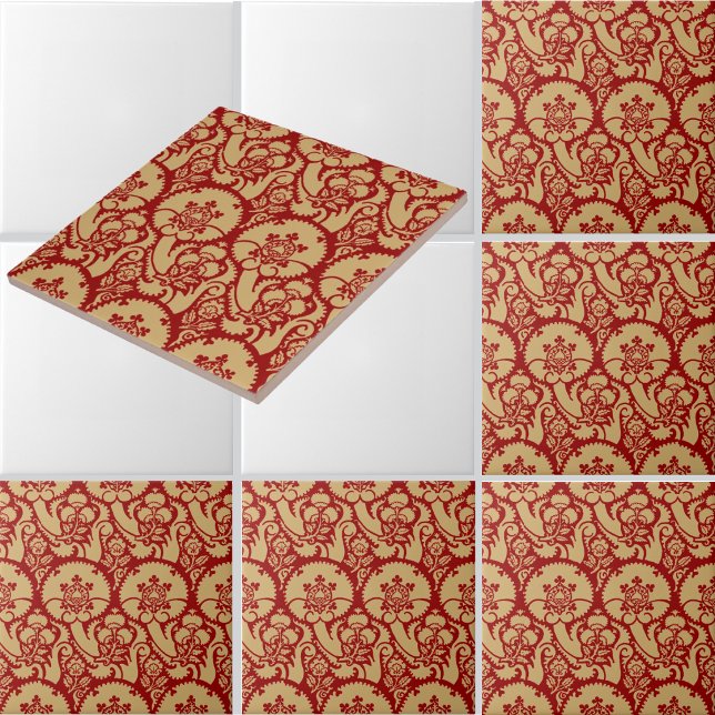Tudor Era Floral Brocade Print Pattern Ceramic Tile (Creator Uploaded)