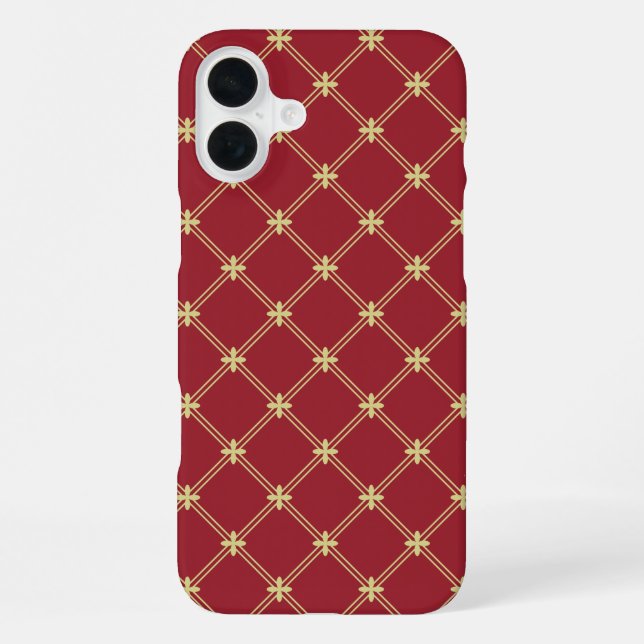Tudor Red and Gold Diagonal Pattern Iphone Case (Back)