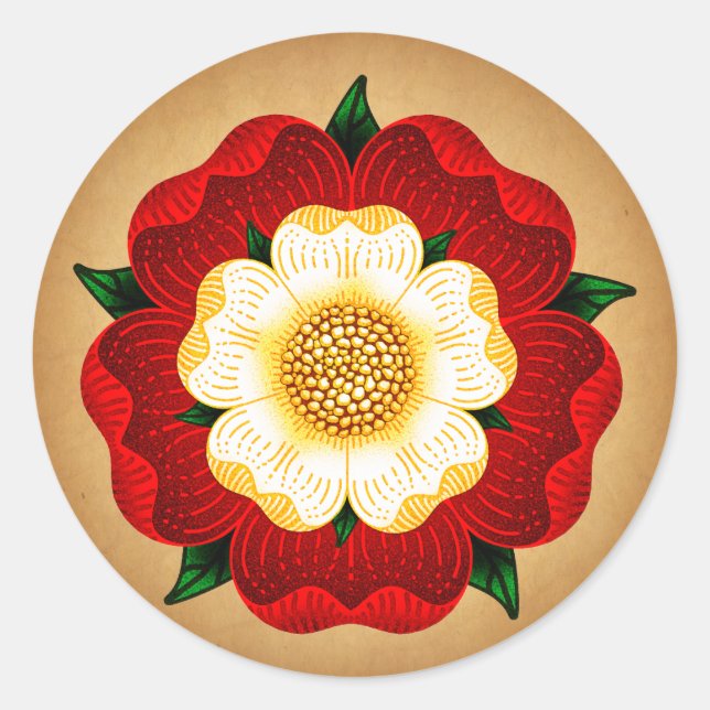 Tudor Rose Classic Round Sticker (Front)