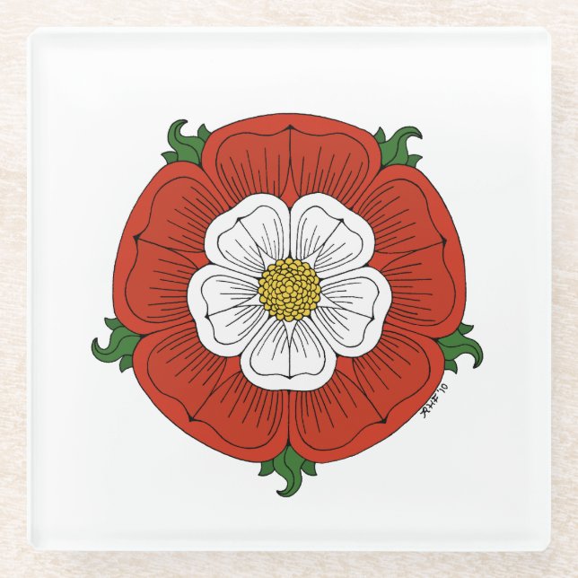 Tudor Rose Glass Coaster (Front)