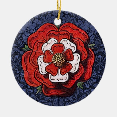 Tudor Rose Red and White Ceramic Ornament