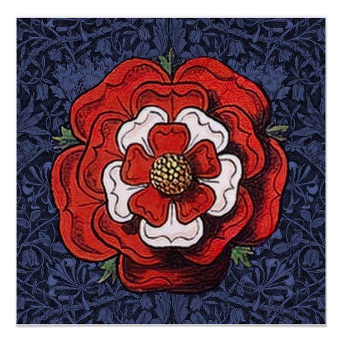 Tudor Rose Red and White Poster