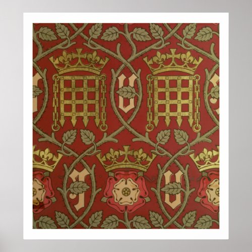 Tudor Rose reproduction wallpaper designed by S Poster