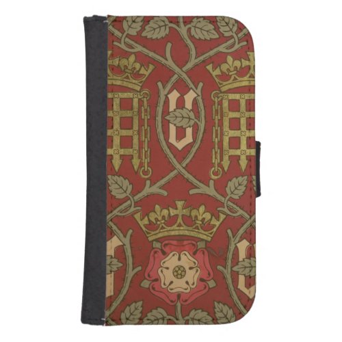 Tudor Rose reproduction wallpaper designed by S Galaxy S4 Wallet Case