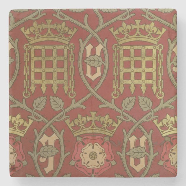 Tudor Rose', reproduction wallpaper designed by S Stone Coaster