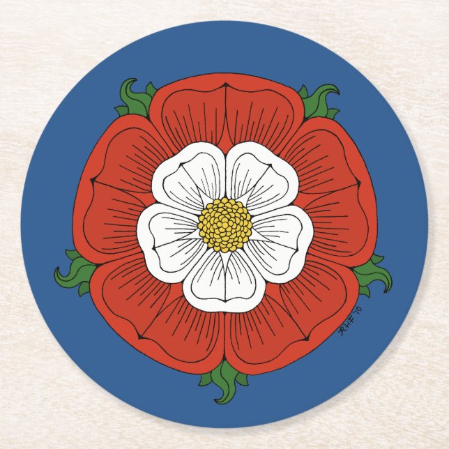 Tudor Rose Round Paper Coaster (Front)