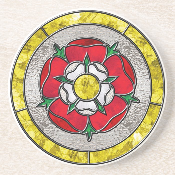 Tudor Rose Stained Glass Drink Coasters
