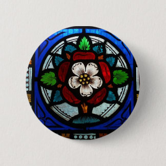 Tudor Rose Stained Glass Rose Button