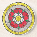 Tudor Rose Stained Glass Sandstone Coaster at Zazzle