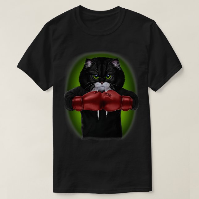 Tuedo Cat as Boing Champion in Boer Gloves  T-Shirt (Design Front)