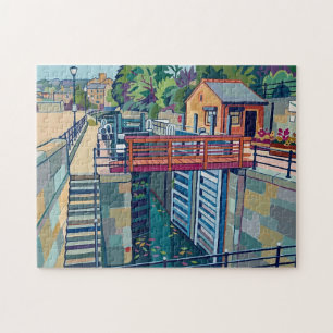 Tuel Lane Lock Sowerby Bridge Yorkshire Canal Art Jigsaw Puzzle