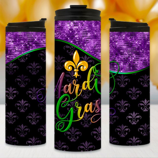 Tuesday Gras Tumbler, Purple Glitter, Purple Thermal Tumbler (Creator Uploaded)