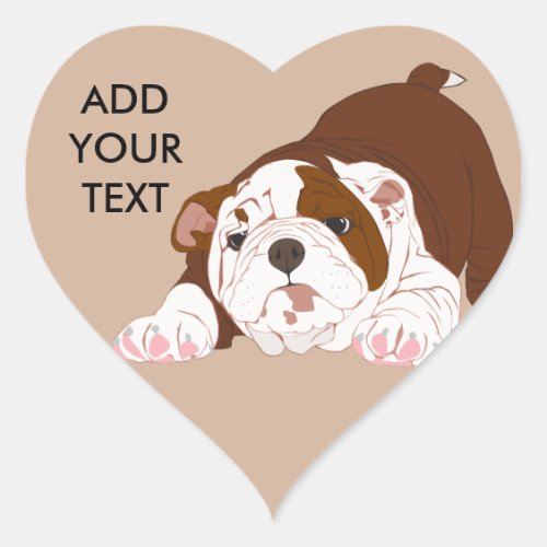 Tuff Pup Playful Bulldog Puppy Heart Sticker