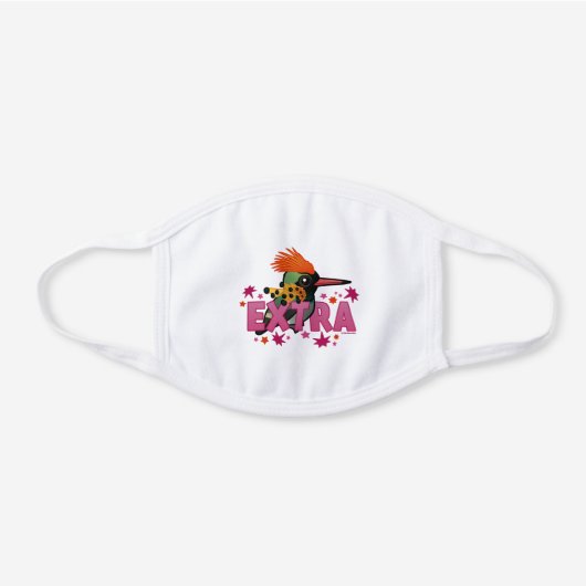 Tufted Coquette is *EXTRA* White Cotton Face Mask (Front)