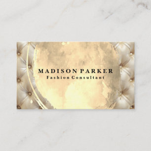 Tufted Cushion Background Gold Brushed Business Card
