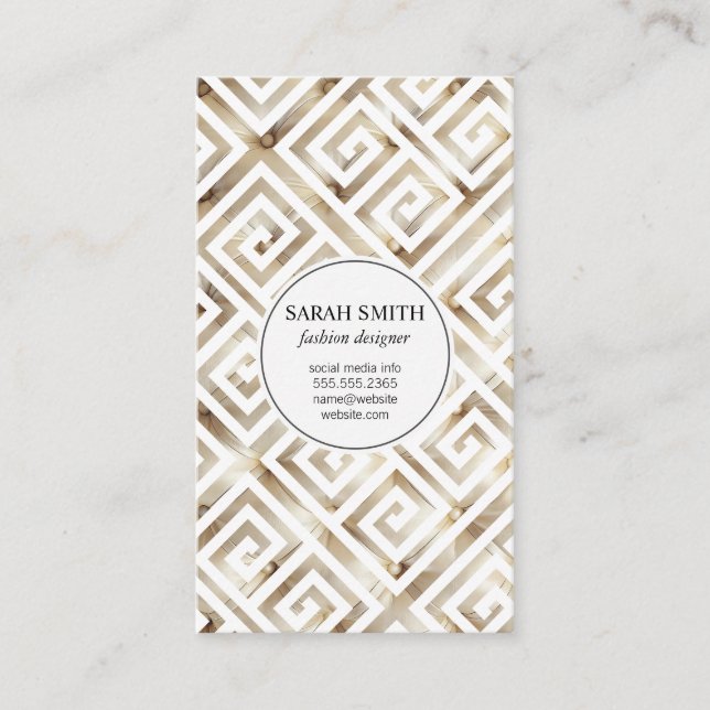 Tufted Fabric Cushion / Gold Metallic Business Card (Front)